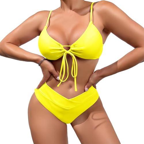 Ensemble bikini pour femme triangle meioro maillot de bain deux pièces uni taille haute