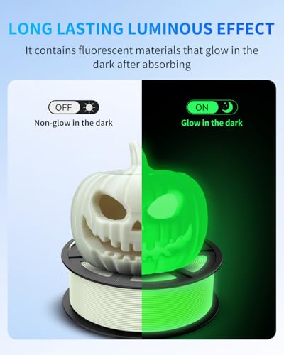 Image of JAYO Glow in the Dark PLA Filament 1.75mm, Blue Luminous Effect for Decorative 3D Printer Filament, 1.1kg Spool(2.4lbs), Compatible with Most FDM Printers