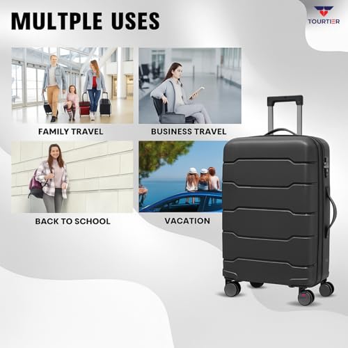 Image of 28-Inch Hard-Shell Luggage Suitcase | Lightweight 3.7 kg | 360 Spinner Wheels | 2-Way Zipper | Multi-Functional Lock | Business & Family Travel Trolley Bag (1, Dark GREY-24INCH)