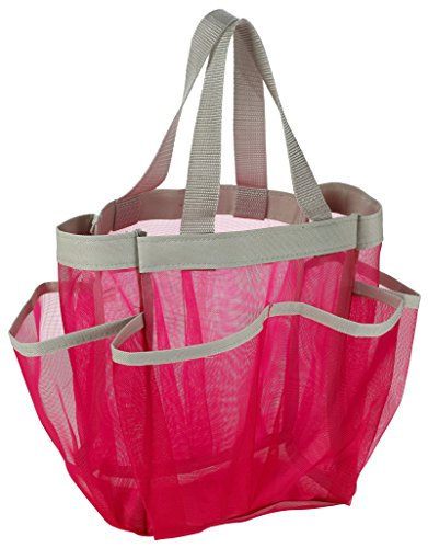 7 Pocket Shower Caddy Tote, Pink - Keep your shower essentials within easy