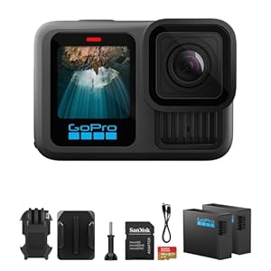 GoPro HERO13 Black Waterproof Action Camera | 27MP, 5.3K60 Ultra HD Video, Supports HB-Series Lenses with Extra Enduro 1900mAh Li-Ion Battery & 128GB Extreme microSDXC Memory Card Bundle Set