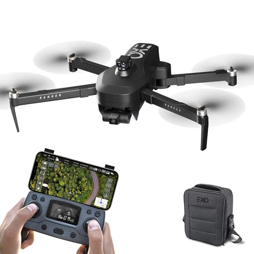 EXO X7 FAA Approved Ranger - High End Camera Drone for Adults. Long Battery & Range, 4K Camera, 3 Axis Gimbal, Obstacle Avoidance, 27MPH Speed. Powerful & Playful Drone with Camera and GPS Return to Home. (1 Battery, Matte Black)