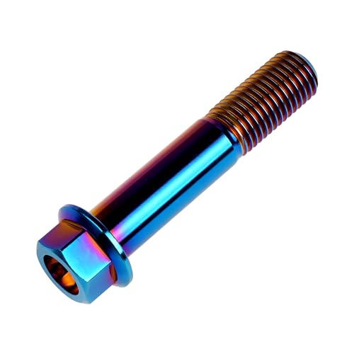 Image of Titanium Bolt M12 30 35 40 45 50 55 60 65 70 75 80 85 90mm Hex Small Flange Head for Motorcycle Car Modification Pack of 4 (M12x60mm Pitch 1.5, Burnt Blue)