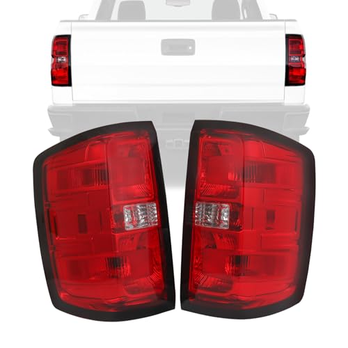 CARMOCAR Tail Light Brake Lamp Assembly Compatible with 2014-2019 Chevy Silverado 1500 2500HD&3500HD,left and Right side Red Style Rear Lamps Assembly W/Bulb and Harness GM2800261