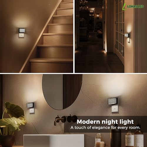 Image of L LOHAS LED Night Lights Plug into Wall, 2 Pack Modern Night Light with Dusk to Dawn Sensor, Dimmable Plug in Night Light, Adjustable Brightness, for Bedroom Bathroom Hallway