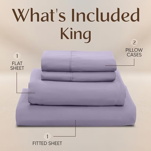 Image of Utopia Bedding King Size Sheet Set - 4 Piece Bed Sheets, Soft and Breathable Microfiber, Includes 1 Fitted Sheet, 1 Flat Sheet and 2 Pillowcases - Oeko Tex (Lavender)