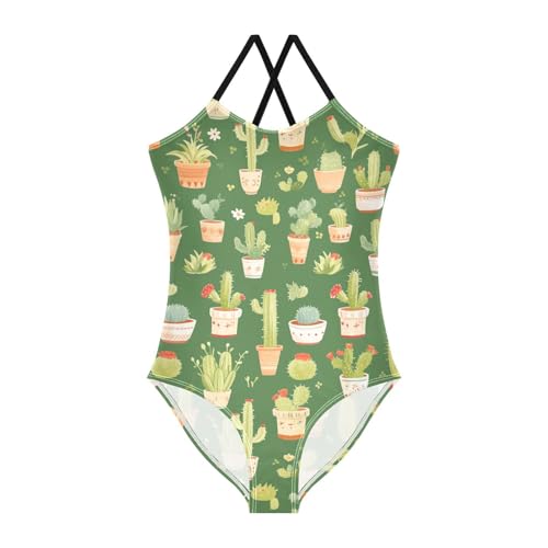 Sprouting Cacti Spring Green Toddler Girl Swimsuit 1-Piecing Bathing Suit Toddler Swim Suits for Girls Swimwear 3T