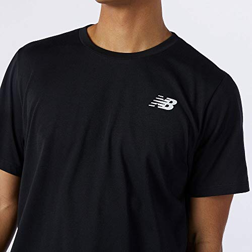 New Balance Men's Heather Tech Short Sleeve, Black , Large #TOP3