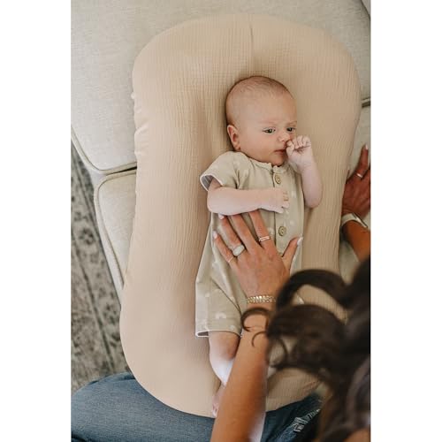 Image of Konssy Muslin Baby Lounger Cover 1 Pack, 100% Cotton Newborn Lounger Sheets, Soft and Breathable Baby Nest Slipcover, Cover Only (Wheat)