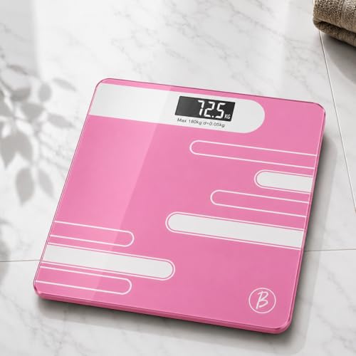 Image of Btag Premium Digital Body Weight Scale | 26x26 cm Wide Platform | Clear LCD Display | Anti-Skid Base | 180 kg Capacity Abstract Design (Pink)