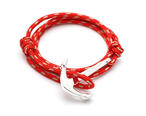 VIRGINSTONE Silver Anchor Bracelets on Colorful Nylon Ropes