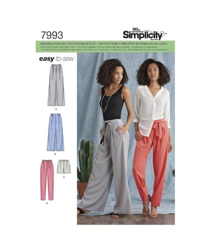 Simplicity Pattern 8389 Misses’ Trousers with Length and Width Variations and Tie Belt