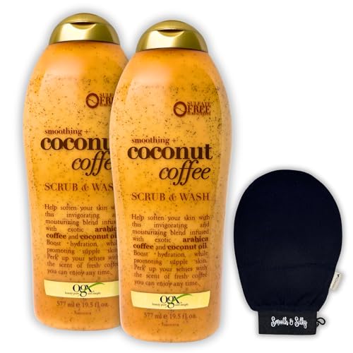 OGX Coconut Coffee Exfoliating Body Scrub & Wash, 19.5 Fl Oz, Pac...