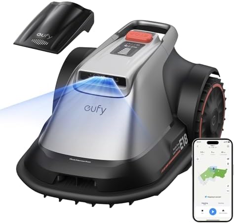 eufy E18 Robot Lawn Mower,Max 0.3 Acres,Wireless Robot Mower with Auto Mapping,Vision Navigation,Multi-Zone Management,Robotic Lawnmower with AI Obstacle Avoidance,APP Control,18°Slope,Cut Height1-3"