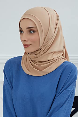 Aisha's Design Jersey Shawl for Women Instant 95% Cotton Modesty Turban Cap Hat Head Wrap Cotton Scarf2