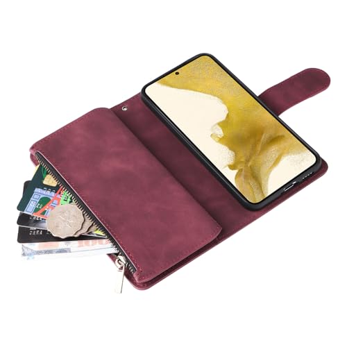 Étui portefeuille Samsung S24 avec zip noir en cuir à rabat - 3