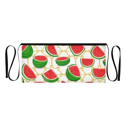 FASHON&FASCIN Server Apron with Pockets Waist Aprons Half Waitress Apron Watermelon Pattern for Gardening Restaurant,Multi22
