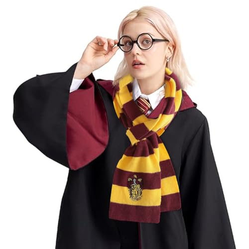 Image of FANCYKU Ha*ry Potter Gryffindor Scarf, Knit Striped Magic College Styles Cosplay Ha*ry Potter Clothes Accessories for Christmas, Halloween, Birthday Themed Party - Ha*ry Potter Merchandise (Yellow)