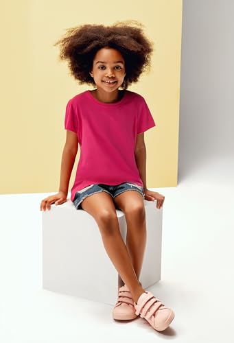 Image of Brix Girls Short Sleeve T-Shirts 5 Pack - Soft Cotton Tees, Breathable Everyday Tops, Tagless Comfort.