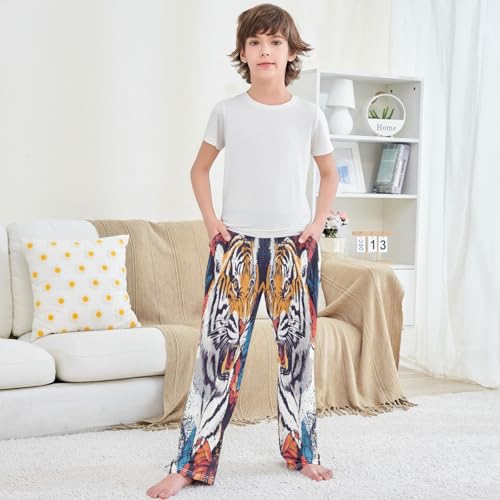 Boy's Pants Danger Tiger Butterfly Jogger Pants Elastic Waist Long Bottoms Trousers with Pockets 6-14 Years 5