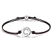 J.Endéar Pulsera Forma de Inicial C, Plata de Ley 925 Circonita Cúbica Pulseras Iniciales, Regalo de Amistad 24cm Trenzado Hecho a Mano Ajustable