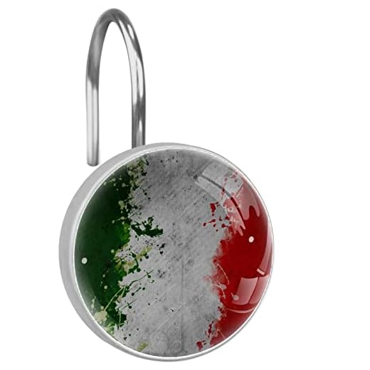 Dekorativ duschgardin krokar Italien flagga grön vit röd