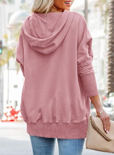 Image of PRETTYGARDEN Women's Casual Long Sleeve Zipper Sweatshirt Drawstring Loose Quarter Zip Pullover Tops with Pockets