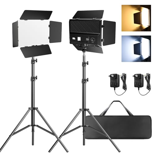 Pixel Kit de vídeo LED con puerta de granero, iluminación para fotografía, 2500 – 6500 K, intensidad regulable, CRI 96 + panel para videografía/streaming/película/grabación de vídeo