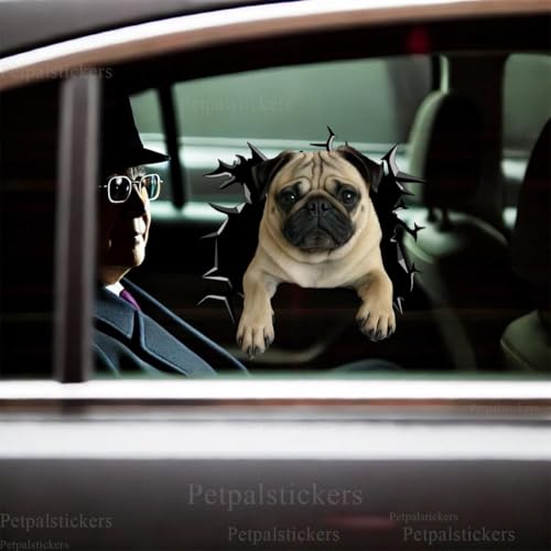 Image of Vinyl Dog Stickers - Car Decals for Women, Pug Stickers for Dog Lovers