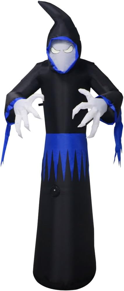 Haunted Hill Farm 8-Ft Tall Grim Reaper Blow Up Inflatable with Lights and Music, Outdoor Halloween Inflatable Decoration for Lawn and Yard, Giant Spooky Holiday Decor 8ft Grim Reaper