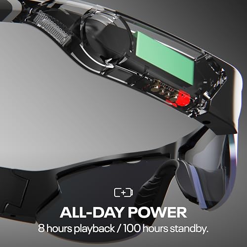 Image of Reebok Octane Smart Audio Sunglasses Powered by Lucyd | Silver Mirror Polarized Lens | HiFi Bluetooth Active Eyewear