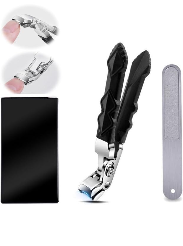 Nail Clippers Seniors Wide Jaw - Ergonomic Stainless Steel Clippers for Thick Nails, Ideal for Arthritis and Limited Grip, Easy-to-Use Toenail Clippers with Wide Opening for Safe and Comfortable Care