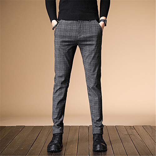 Andongnywell Mens Dress Pants Slim Fit Stretch Skinny Suit Pants Man Slim Stretch Plaid Casual Trousers2