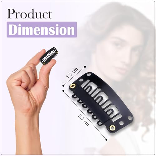 Image of GLUN Pack of 36 Hair Extension Clips for Women, Chunni or Dupatta & Hair Clip Strong Snap, Wig Clips for Hair Patches, Extensions, Secure Hair Accessories