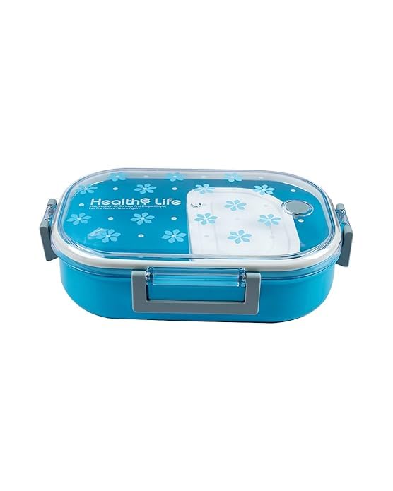 Lariox Designer Lunch Box for Office School | Air Tight Plastic Tiffin Box | Microwave & Diswasher Safe, BPA Free,Storage Tiffin Dip Container for Kids School and Adults Office (Blue)