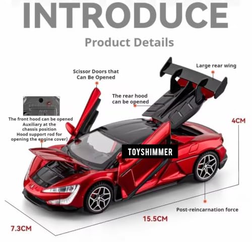 Image of 1:32 Scale Die Cast BYD u9 Sports Car Model - Metal Body Pull Back Toy Car with Openable Doors, Realistic Design for Kids & Collectors (BYD U9 Style, Amethyst Purple Color)