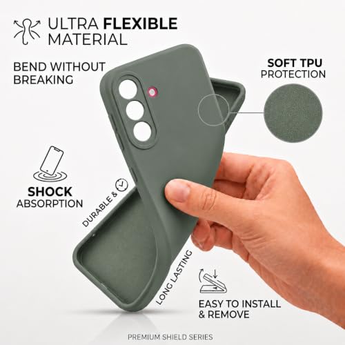 Image of FIRST MART Silicone Back Cover for Samsung Galaxy M47 | Matte Green Anti-Slip Grip Case, Precise Cutouts, Scratch Resistant, Slim Fit | Pack of 1