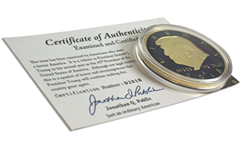 Image of Donald Trump Black & Gold Coin 2018 with Certificate of Authenticity, President Coin, Trump Coin Collectors, 24kt Gold Plated with Black Inlay, 38mm x 2mm