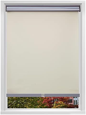 Changshade Cordless & Blackout Roller Shade, Room Darkening Rolled Up Shade, Fabric Window Blind, for Light Blocking/Sun Protection, 30 inches Wide, Beige ROL30BG72A