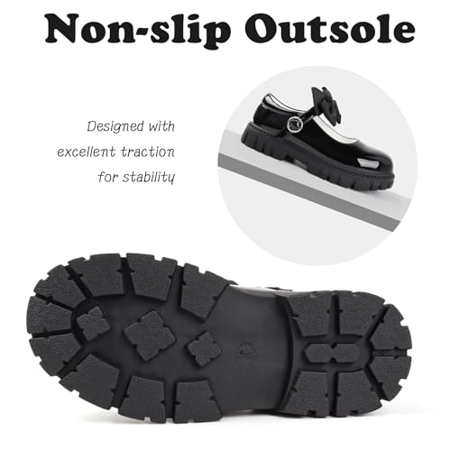 Image of Wulubaba Toddler Girl Dress Shoes Bow Black Dress School Shoes Princess Mary Jane for Toddler /Little Girl