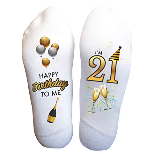 Funky Fun Socks With Sayings: Novelty Gifts For 21-Year-Old, Handcrafted Birthday Gifts, Stylish, Comfortable & Durable, Custom Designs Available, I'm 21 Birthday Present