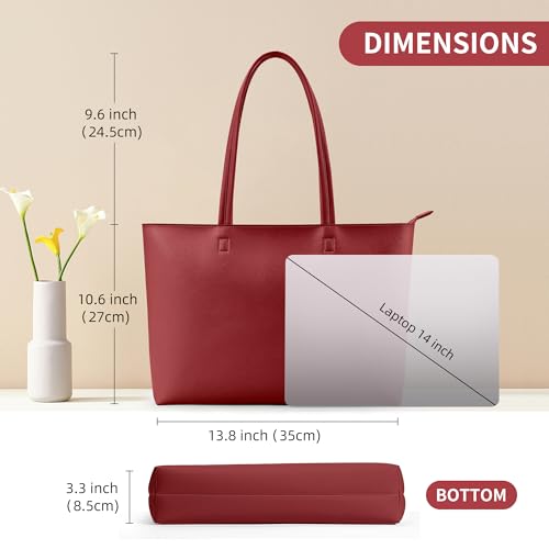 Image of KALIDI Tote Bag Zipper Shoulder Bag Faux Leather Purses Satchel for Women Casual Handbag Work Dating College