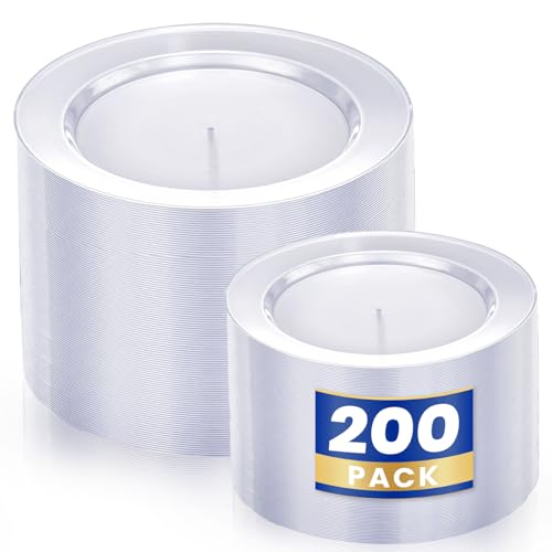 Image of WDF 200PCS Clear Plastic Plates for Party - Heavy Duty Clear Disposable Plates - 100 x 10 Dinner Plate and 100 x 7 Dessert /Cake Plastic Plate for Weddings /Traval /Party /BBQ /Events