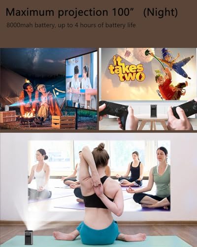 Image of GTBOX C2000 Mini Projector with 5G WiFi and Bluetooth, DLP Portable Outdoor Projector, Native 540P (4K Supported), Auto Focus & Keystone, Built-in 8000 mAh Battery, Dual 5 W Speaker for Home