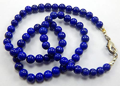 Collier en lapis-lazuli ras de cou 17,5 pouces avec perles rondes de 6,5-7 mm en pierres gemmes