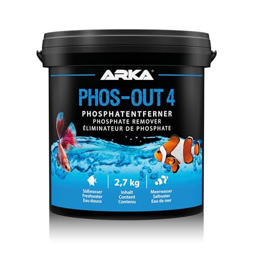Phosphatentferner Aquarium – ARKA Phos-Out 4 Granulat 5 L / 2,7 kg – entfernt Phosphat, Silikat & Gelbstoffe – Eisenhydroxid-Absorber für Süß- & Meerwasser – inkl. Filterbeutel – pH-neutral