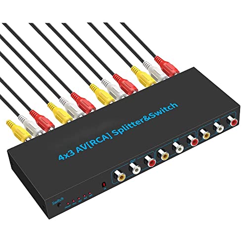 Image of Tobo 4-Way AV Switch RCA Switcher 4 in 3 Out Composite Video L /R Stereo Audio Selector Box for DVD STB Game Consoles-TD-957CC.