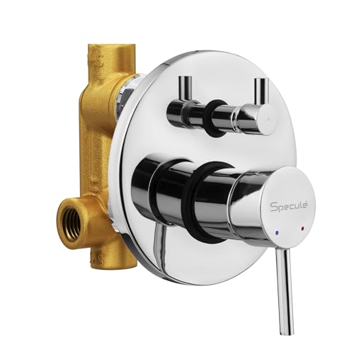 Image of Flora, Brass Concealed Body High Flow Diverter With Exposed Part Kit | Bathroom Shower System | Bathroom Mixer | Chrome Finish