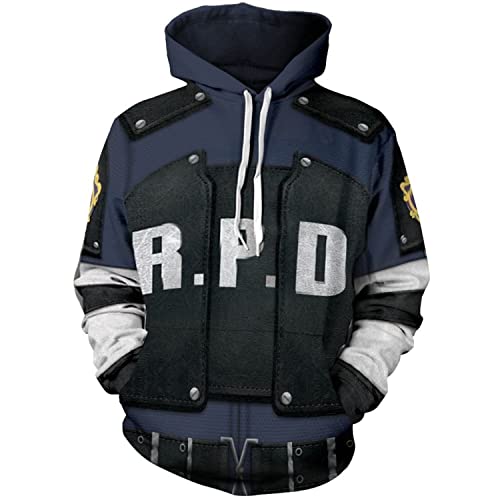 Resident Evil Series - Sudadera con capucha para hombre, diseño de letras RPD, color retazo, decoración, talla grande, 5XL, para cosplay, Verde, 5XL