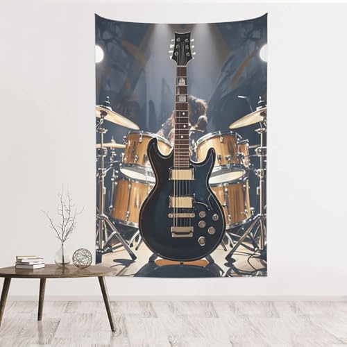 Tapisserie murale de musique rock en velours premium pour une décoration soignée